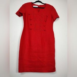 Santa Fe size 14 dress womans red sleeveless fitted.